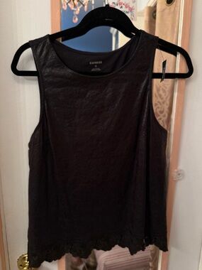 Express Black Lace-Hem Sleeveless Tank